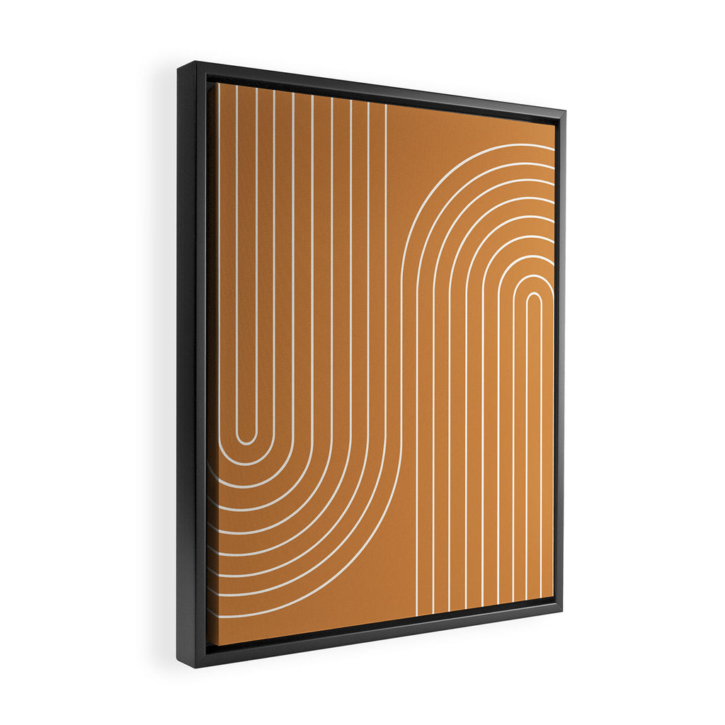 Minimal Line Curvature LXXXIII 70s Orange Mid Century Modern Arch Abstract Framed Canvas Print Gallery Image 2