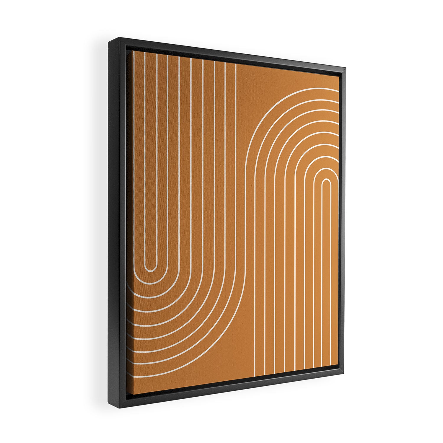 Minimal Line Curvature LXXXIII 70s Orange Mid Century Modern Arch Abstract Framed Canvas Print Gallery Image 2