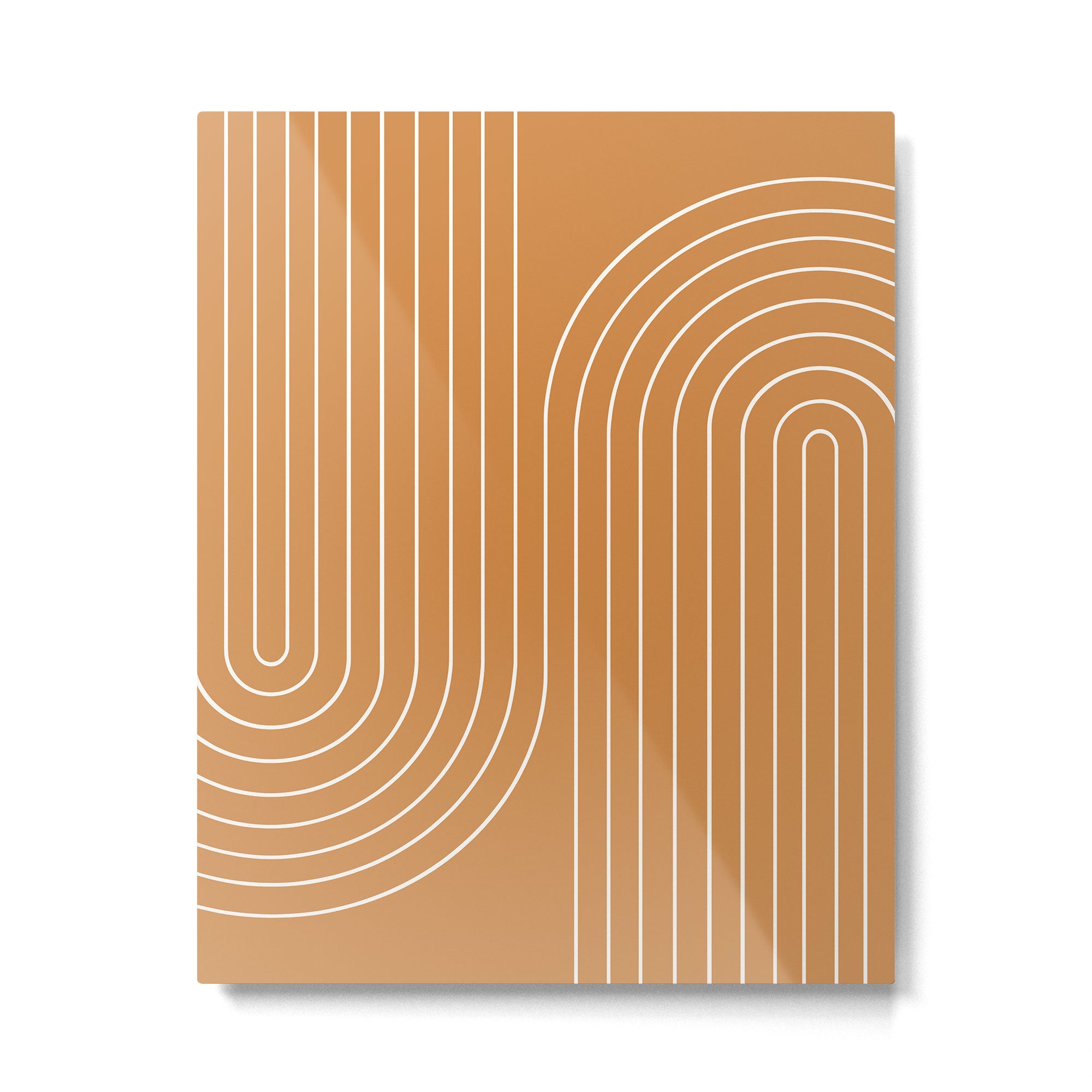 Minimal Line Curvature LXXXIII 70s Orange Mid Century Modern Arch Abstract Metal Print Gallery Image 4