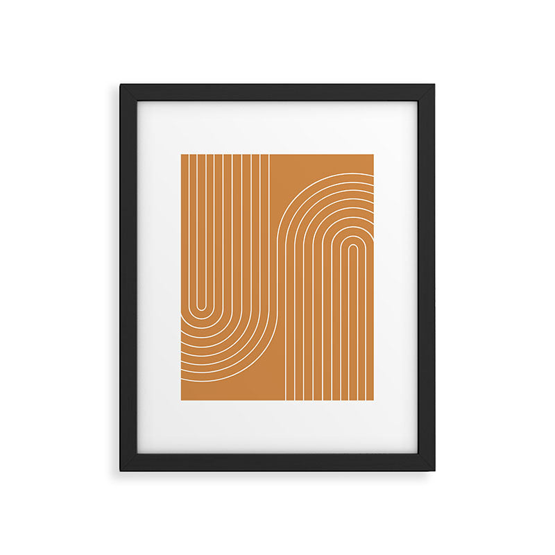 Minimal Line Curvature LXXXIII 70s Orange Mid Century Modern Arch Abstract Framed Art Print Gallery Image 5