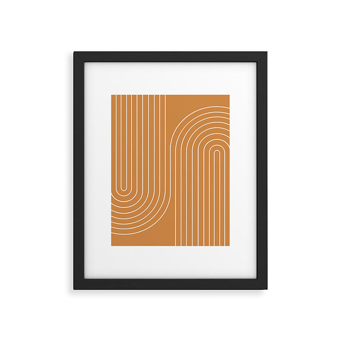 Minimal Line Curvature LXXXIII 70s Orange Mid Century Modern Arch Abstract Framed Art Print Gallery Image 1