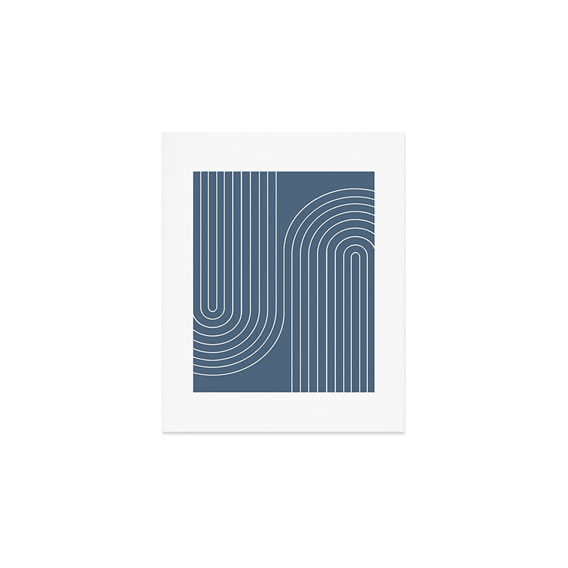 Minimal Line Curvature LXXXIV Nautical Blue Mid Century Modern Arch Abstract Art Print Gallery Image 1