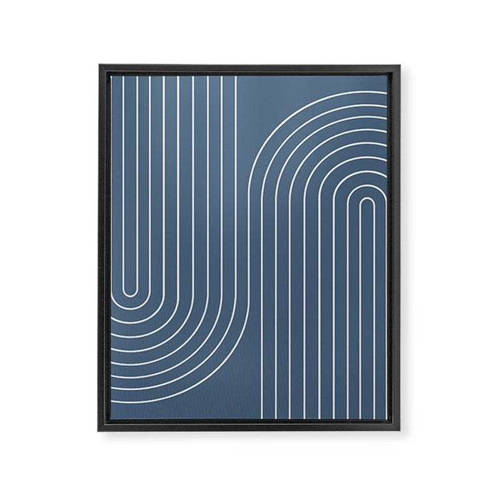 Minimal Line Curvature LXXXIV Nautical Blue Mid Century Modern Arch Abstract Framed Canvas Print Gallery Image 1