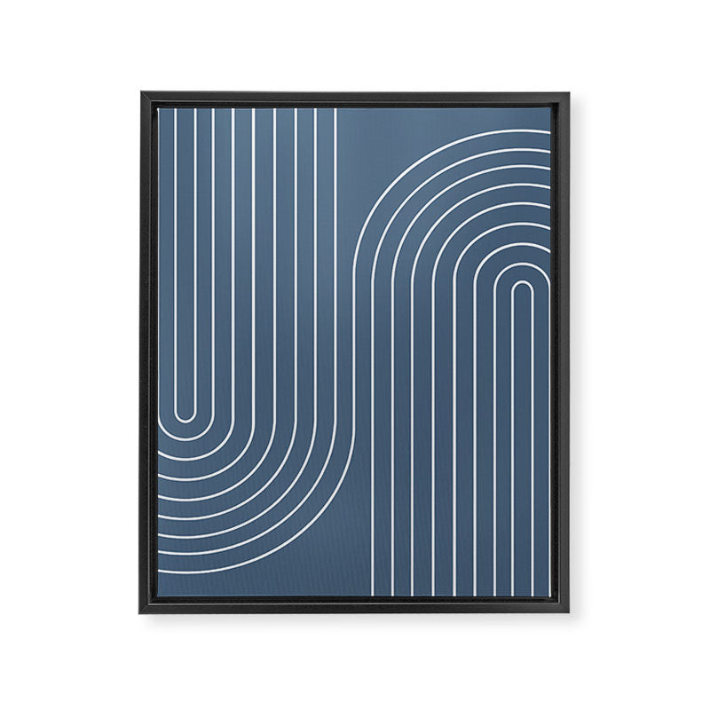 Minimal Line Curvature LXXXIV Nautical Blue Mid Century Modern Arch Abstract Framed Canvas Print Gallery Image 6
