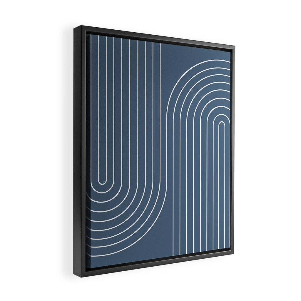 Minimal Line Curvature LXXXIV Nautical Blue Mid Century Modern Arch Abstract Framed Canvas Print Gallery Image 2