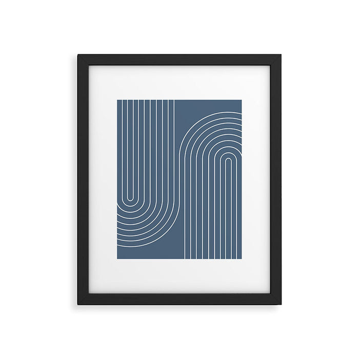 Minimal Line Curvature LXXXIV Nautical Blue Mid Century Modern Arch Abstract Framed Art Print Gallery Image 1