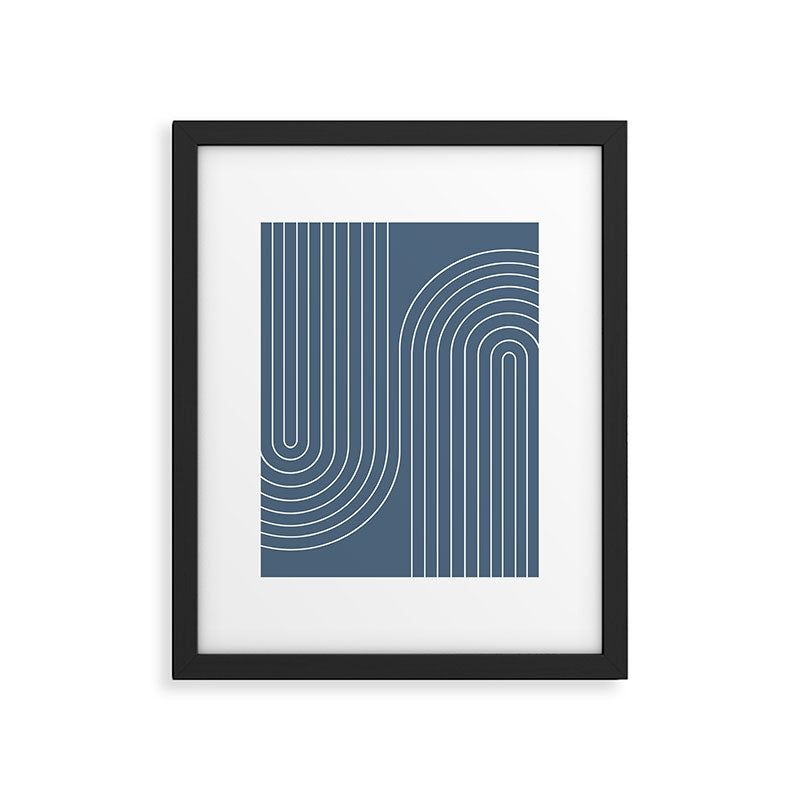 Minimal Line Curvature LXXXIV Nautical Blue Mid Century Modern Arch Abstract Framed Art Print Gallery Image 5