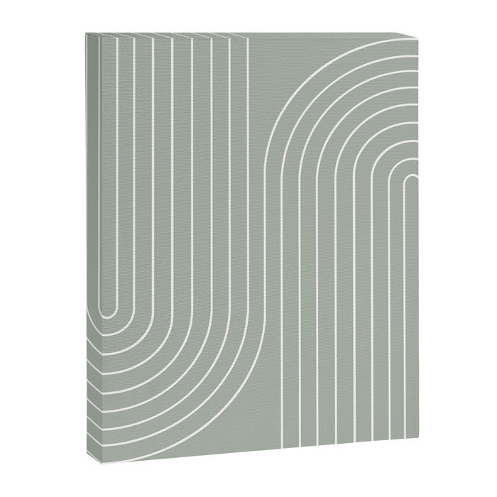 Minimal Line Curvature LXXXIX Pastel Sage Green Mid Century Modern Arch Abstract Canvas Print Gallery Image 1