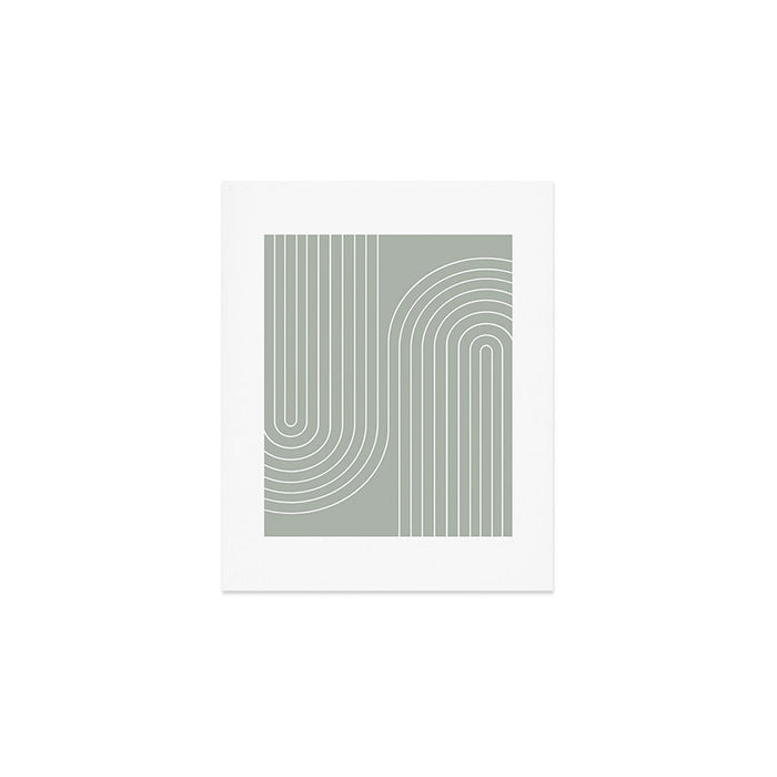 Minimal Line Curvature LXXXIX Pastel Sage Green Mid Century Modern Arch Abstract Art Print Gallery Image 1