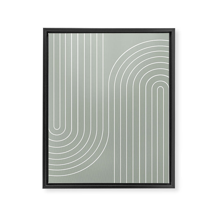 Minimal Line Curvature LXXXIX Pastel Sage Green Mid Century Modern Arch Abstract Framed Canvas Print Gallery Image 1