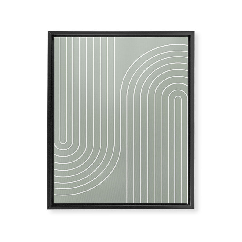 Minimal Line Curvature LXXXIX Pastel Sage Green Mid Century Modern Arch Abstract Framed Canvas Print Gallery Image 6