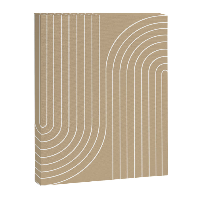 Minimal Line Curvature LXXXV Neutral Tan Mid Century Modern Arch Abstract Canvas Print Gallery Image 1