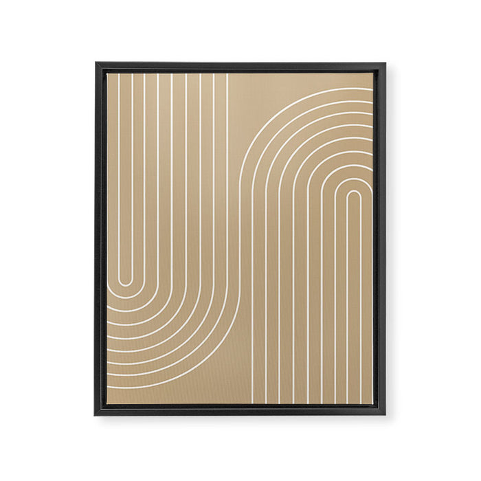 Minimal Line Curvature LXXXV Neutral Tan Mid Century Modern Arch Abstract Framed Canvas Print Gallery Image 1