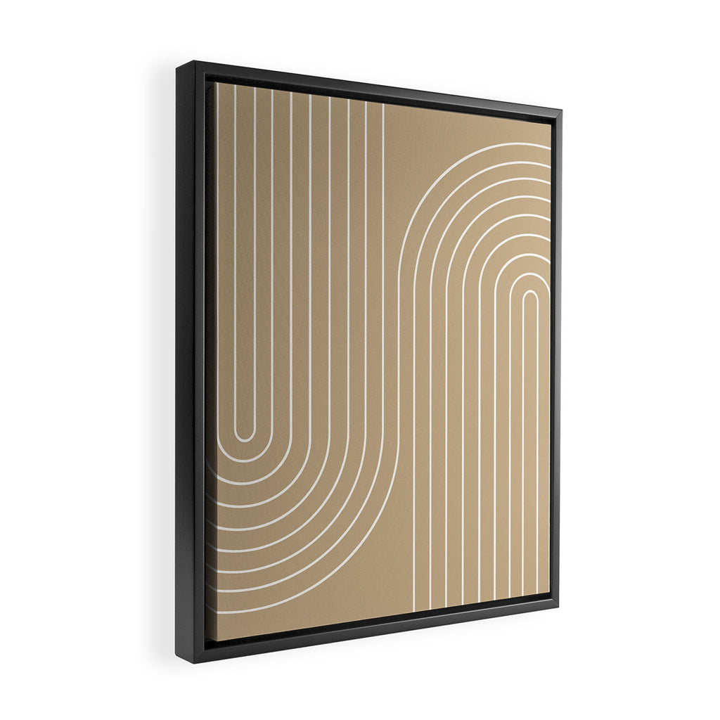 Minimal Line Curvature LXXXV Neutral Tan Mid Century Modern Arch Abstract Framed Canvas Print Gallery Image 2