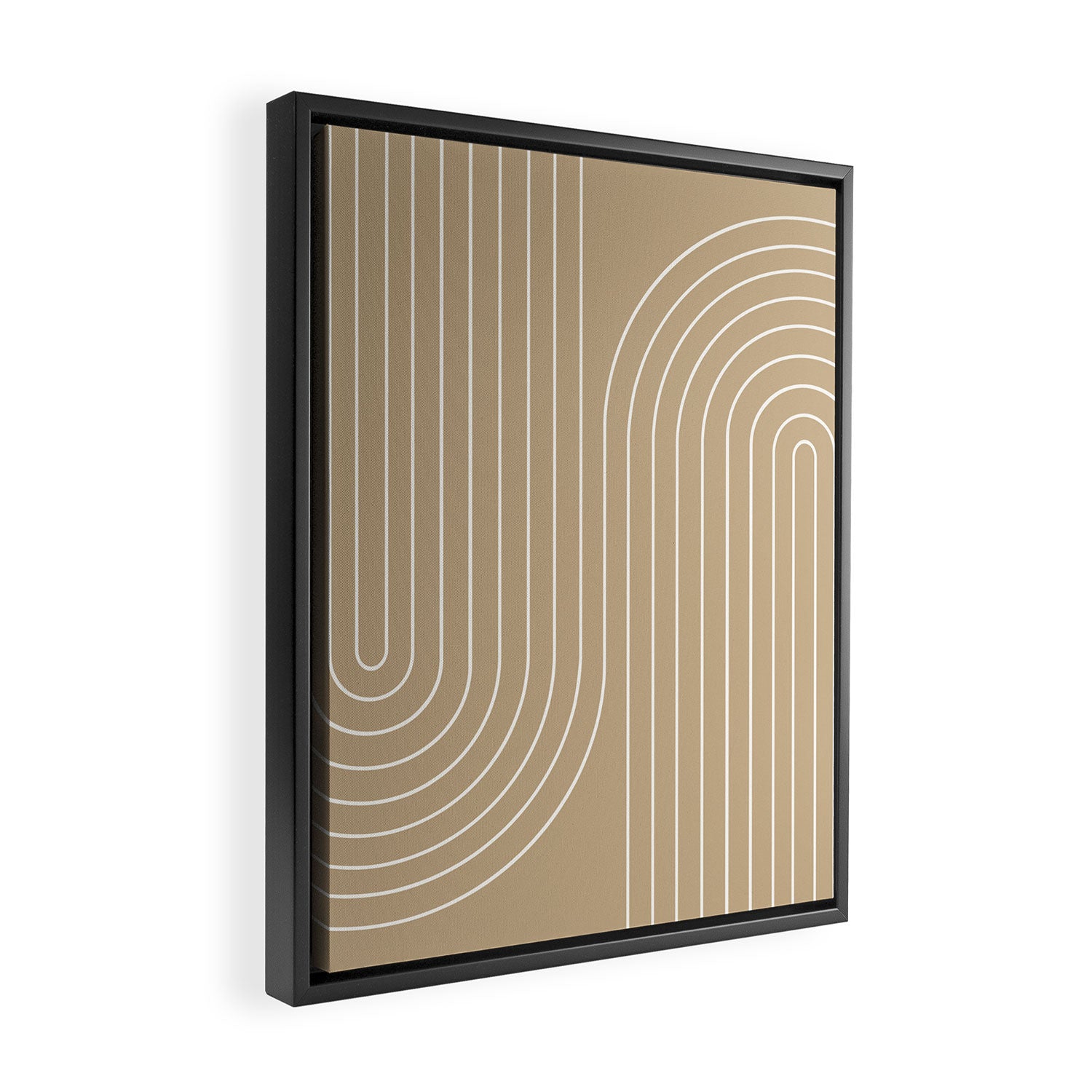 Minimal Line Curvature LXXXV Neutral Tan Mid Century Modern Arch Abstract Framed Canvas Print Gallery Image 2