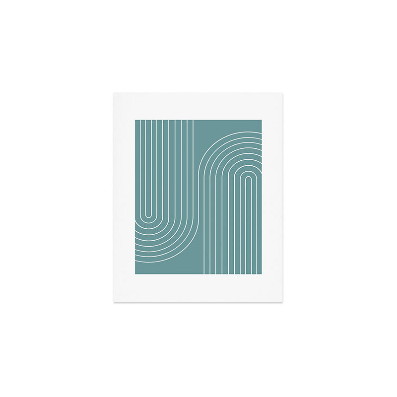 Minimal Line Curvature LXXXVI Beachy Teal Mid Century Modern Arch Abstract Art Print Gallery Image 1