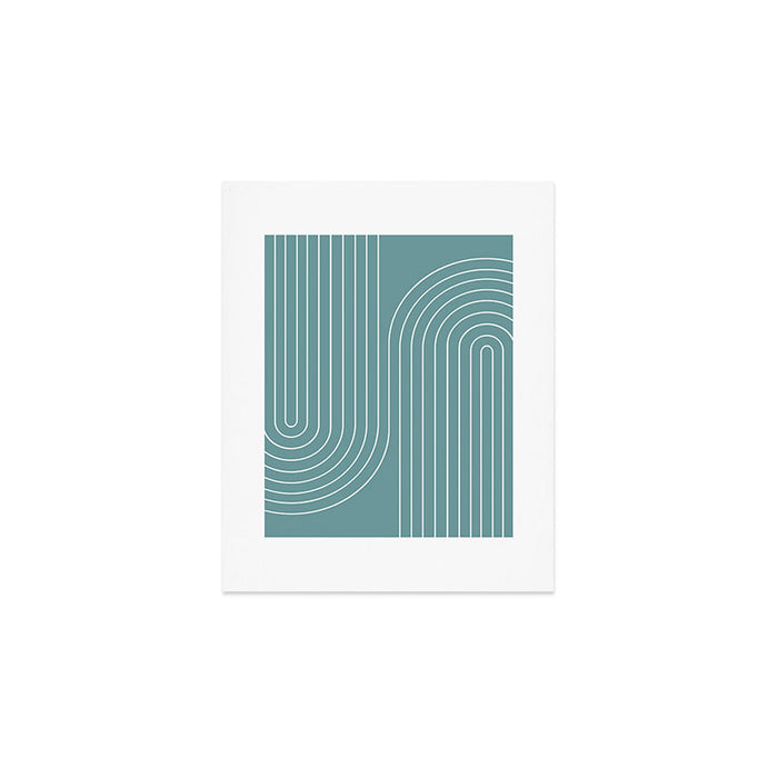 Minimal Line Curvature LXXXVI Beachy Teal Mid Century Modern Arch Abstract Art Print Gallery Image 1