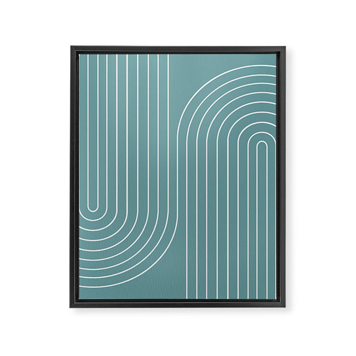 Minimal Line Curvature LXXXVI Beachy Teal Mid Century Modern Arch Abstract Framed Canvas Print Gallery Image 1