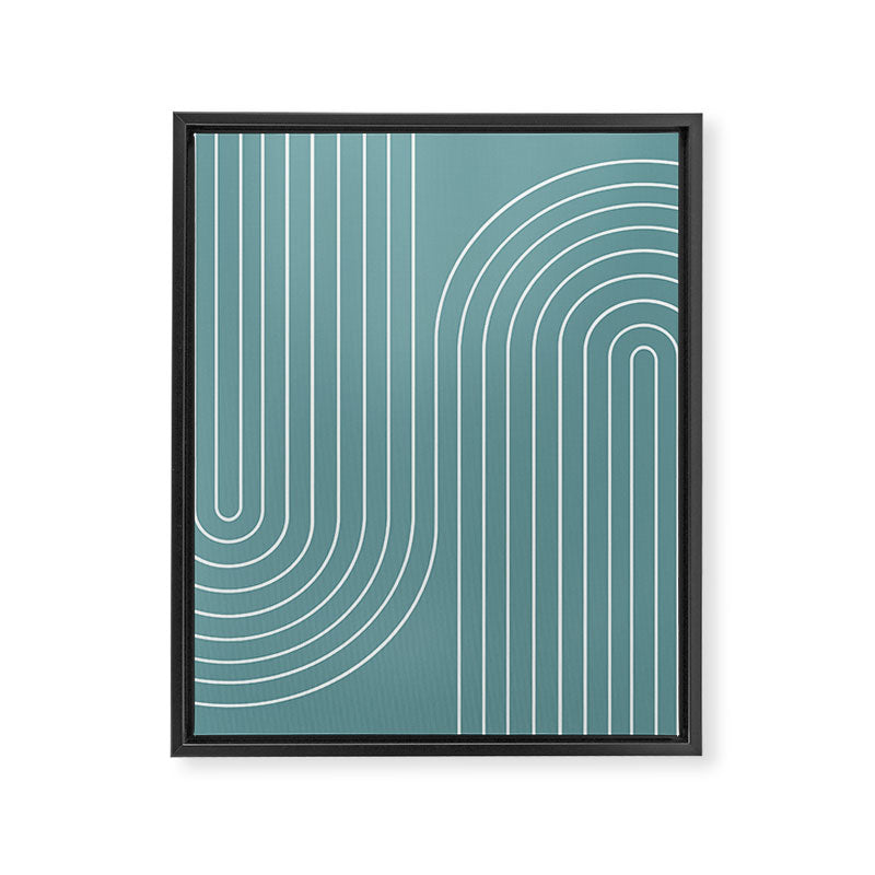 Minimal Line Curvature LXXXVI Beachy Teal Mid Century Modern Arch Abstract Framed Canvas Print Gallery Image 6
