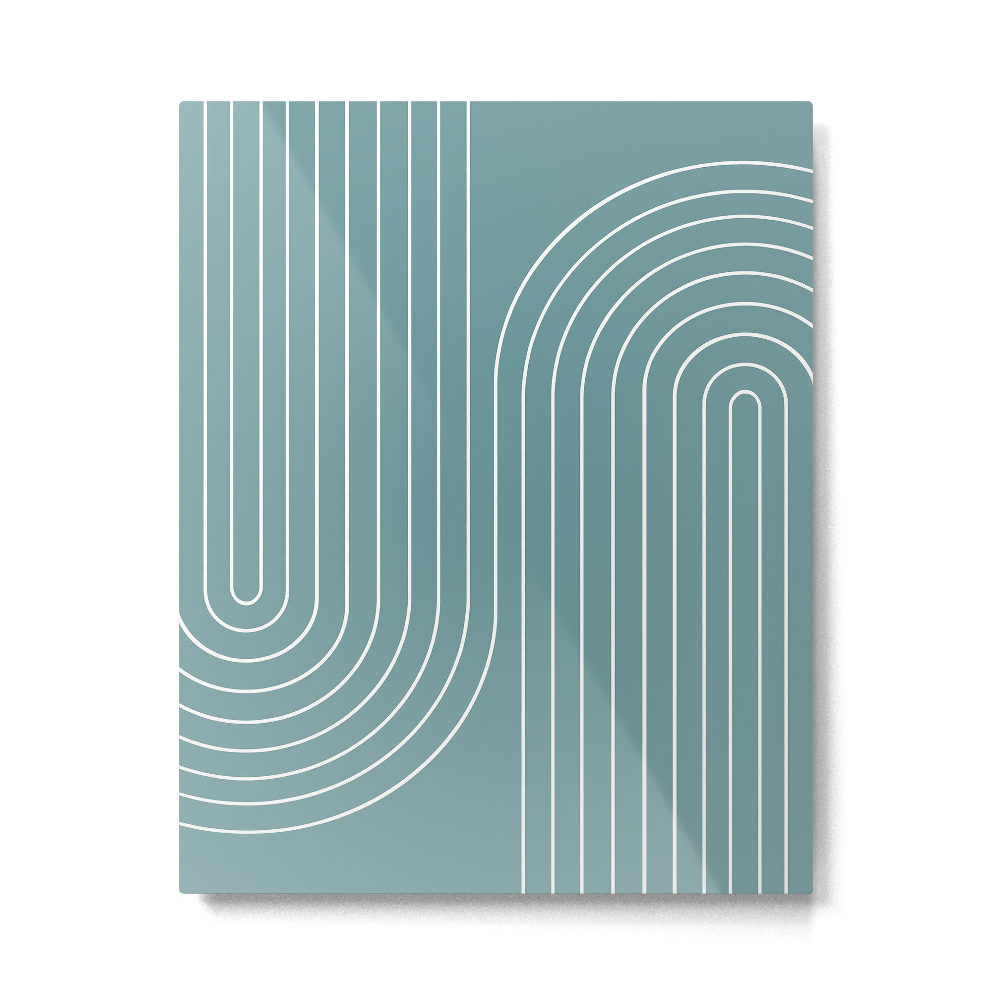 Minimal Line Curvature LXXXVI Beachy Teal Mid Century Modern Arch Abstract Metal Print Gallery Image 4
