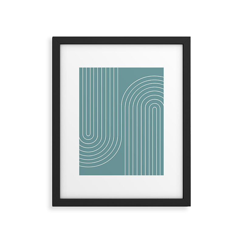 Minimal Line Curvature LXXXVI Beachy Teal Mid Century Modern Arch Abstract Framed Art Print Gallery Image 5