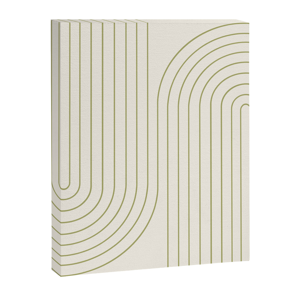 Minimal Line Curvature LXXXVII Creme & Green Mid Century Modern Arch Abstract Canvas Print Gallery Image 6