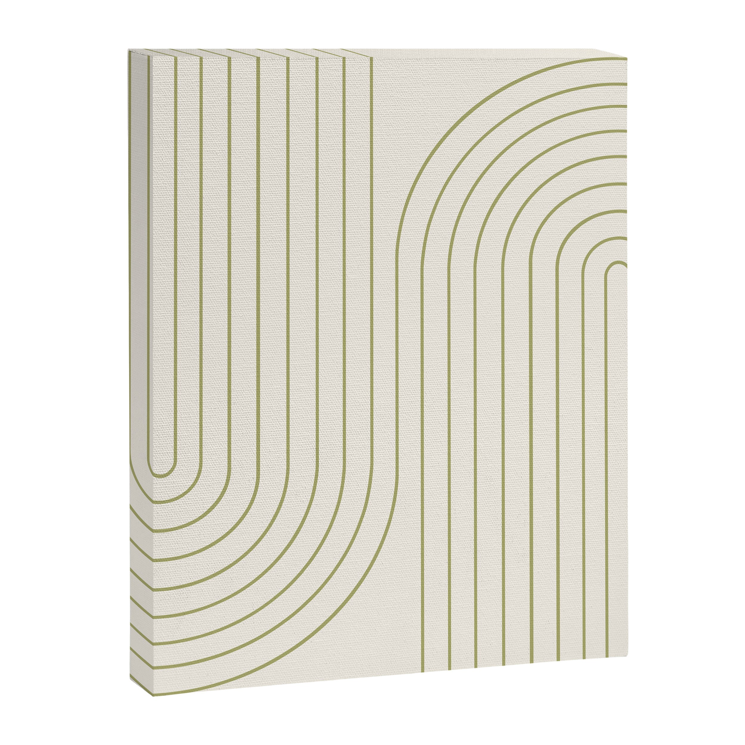 Minimal Line Curvature LXXXVII Creme & Green Mid Century Modern Arch Abstract Canvas Print Gallery Image 6