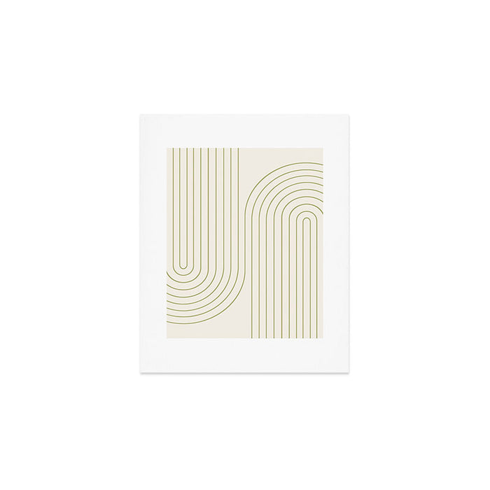 Minimal Line Curvature LXXXVII Creme & Green Mid Century Modern Arch Abstract Art Print Gallery Image 1