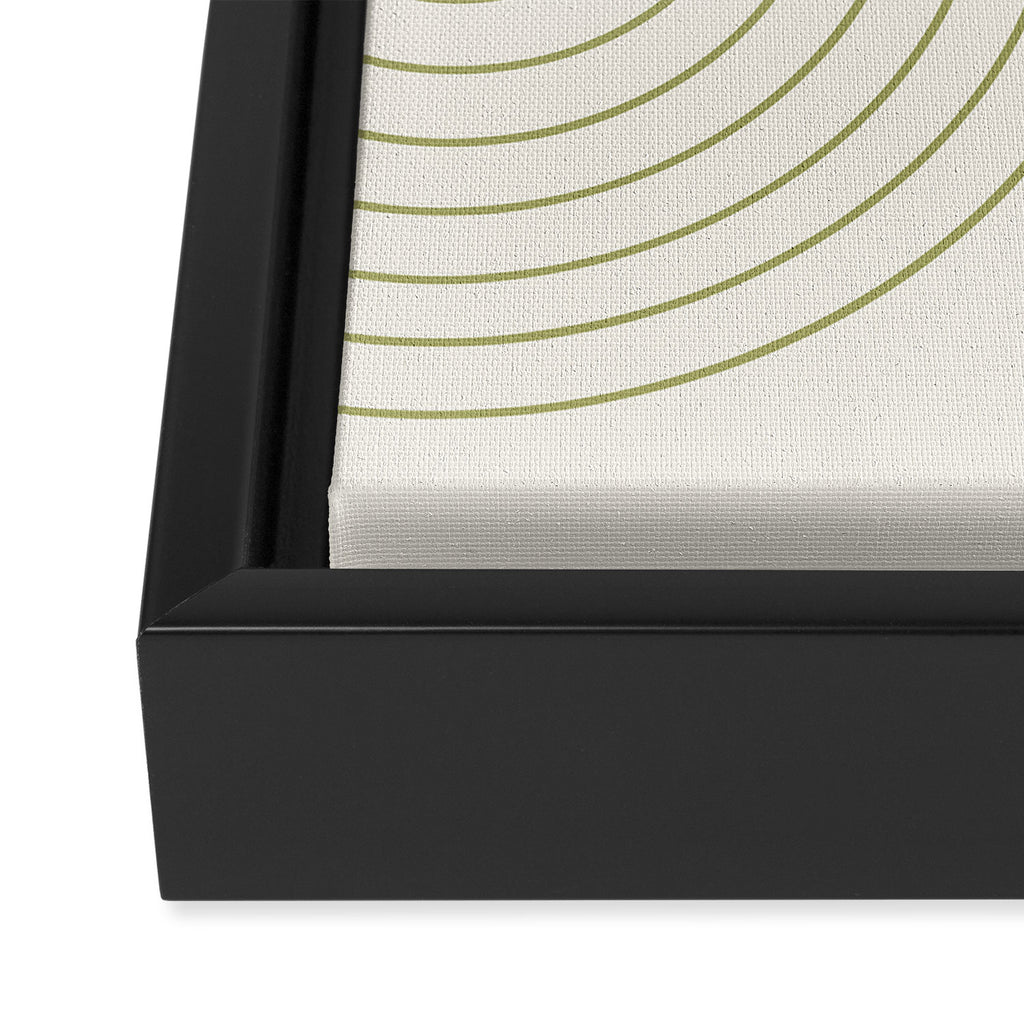 Minimal Line Curvature LXXXVII Creme & Green Mid Century Modern Arch Abstract Framed Canvas Print Gallery Image 3