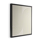 Minimal Line Curvature LXXXVII Creme & Green Mid Century Modern Arch Abstract Framed Canvas Print Gallery Image 2