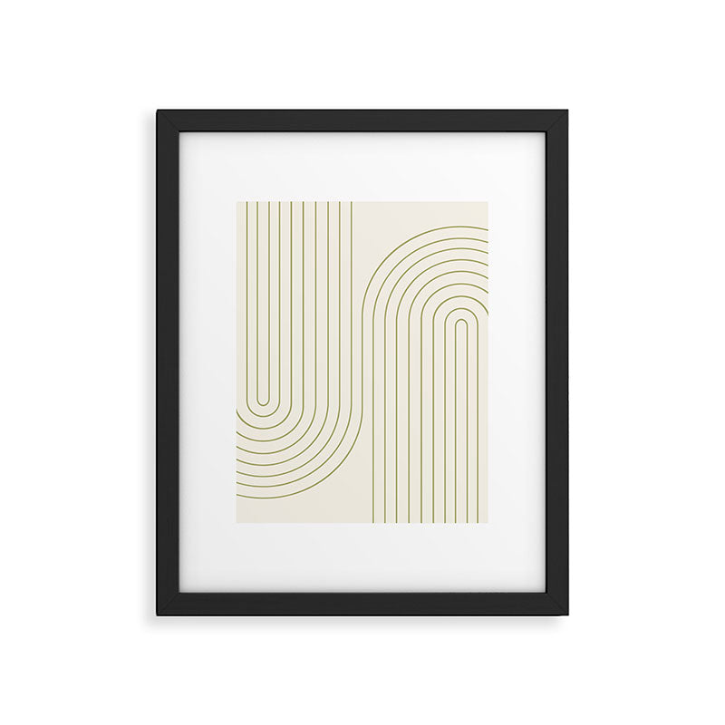 Minimal Line Curvature LXXXVII Creme & Green Mid Century Modern Arch Abstract Framed Art Print Gallery Image 4