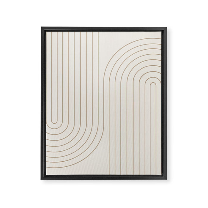 Minimal Line Curvature V Natural Neutral Mid Century Modern Arch Abstract Framed Canvas Print Gallery Image 1