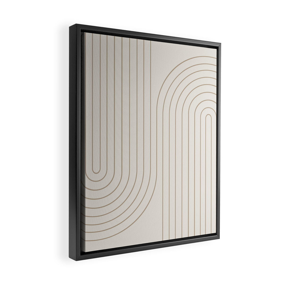 Minimal Line Curvature V Natural Neutral Mid Century Modern Arch Abstract Framed Canvas Print Gallery Image 2