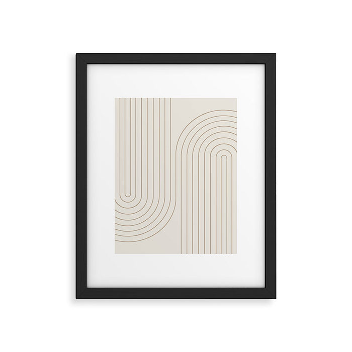 Minimal Line Curvature V Natural Neutral Mid Century Modern Arch Abstract Framed Art Print Gallery Image 1