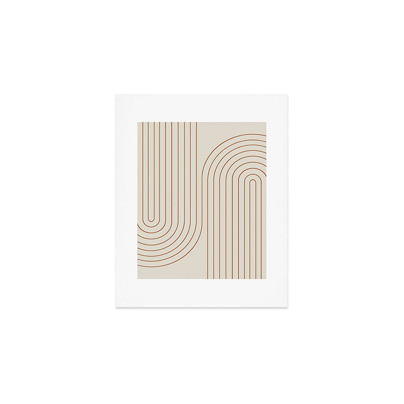 Minimal Line Curvature VI Earthy Natural Mid Century Modern Arch Abstract Art Print Gallery Image 1