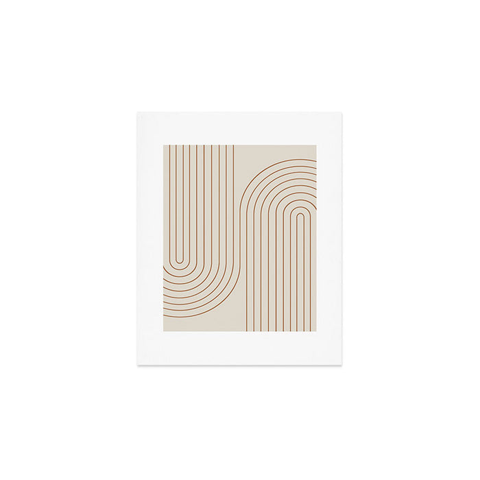 Minimal Line Curvature VI Earthy Natural Mid Century Modern Arch Abstract Art Print Gallery Image 1