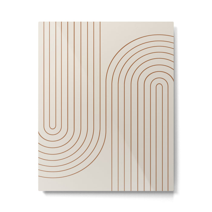 Minimal Line Curvature VI Earthy Natural Mid Century Modern Arch Abstract Metal Print Gallery Image 1