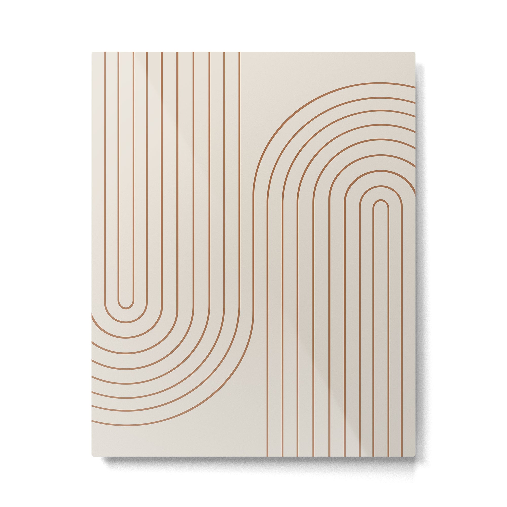 Minimal Line Curvature VI Earthy Natural Mid Century Modern Arch Abstract Metal Print Gallery Image 4