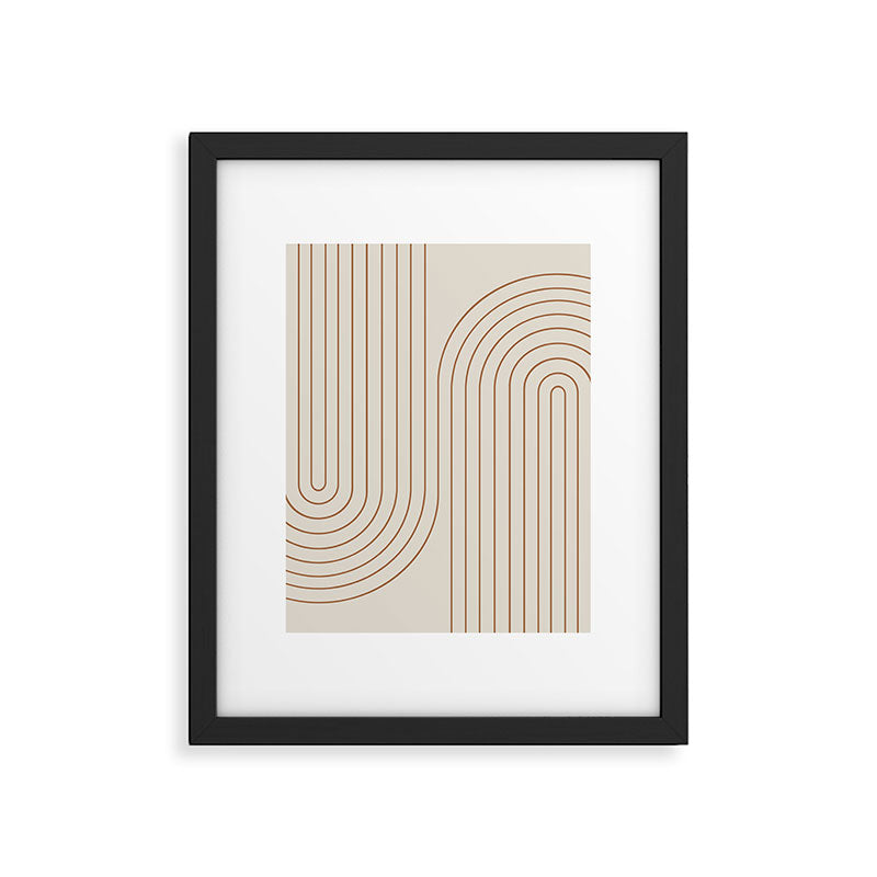Minimal Line Curvature VI Earthy Natural Mid Century Modern Arch Abstract Framed Art Print Gallery Image 5