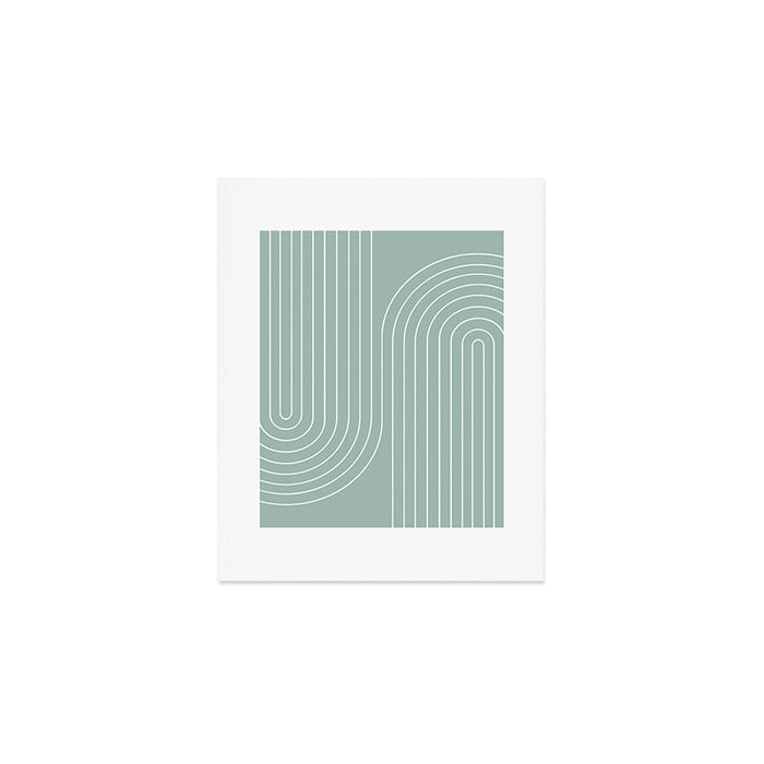 Minimal Line Curvature VII Sage Green Mid Century Modern Arch Abstract Art Print Gallery Image 1