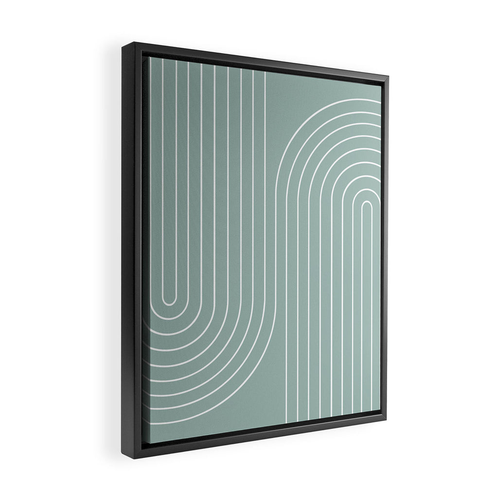 Minimal Line Curvature VII Sage Green Mid Century Modern Arch Abstract Framed Canvas Print Gallery Image 2