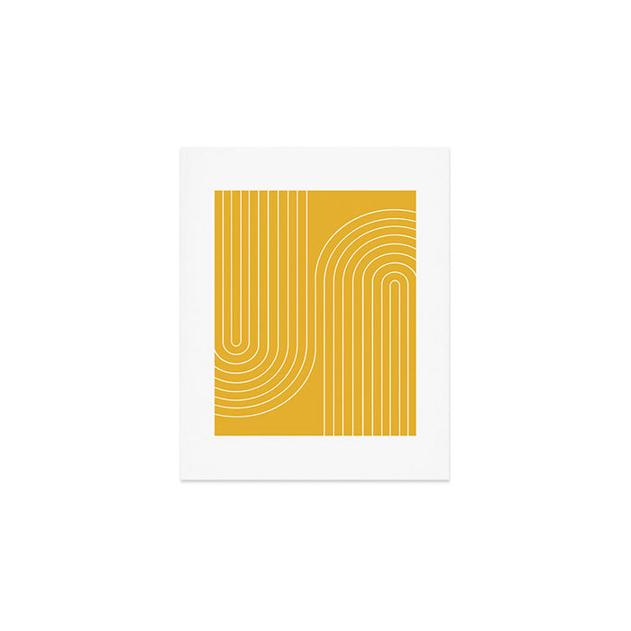 Minimal Line Curvature VIII Golden Yellow Mid Century Modern Arch Abstract Art Print Gallery Image 1
