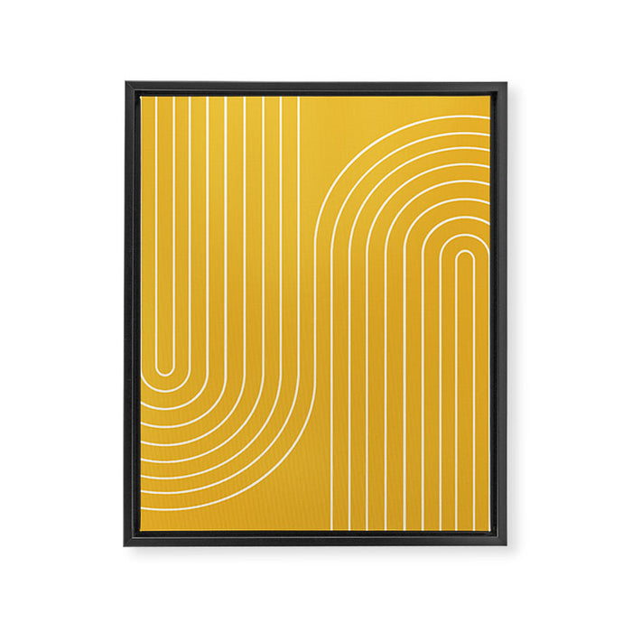 Minimal Line Curvature VIII Golden Yellow Mid Century Modern Arch Abstract Framed Canvas Print Gallery Image 1