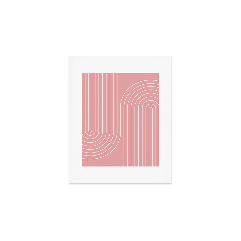 Minimal Line Curvature X Pink Mid Century Modern Arch Abstract Art Print Gallery Image 1