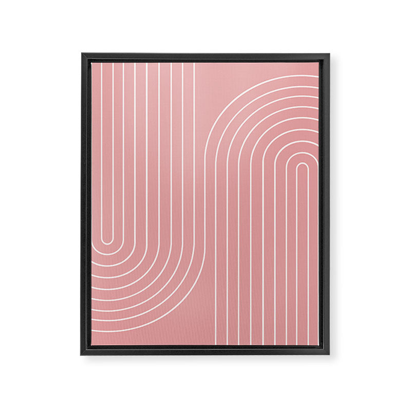 Minimal Line Curvature X Pink Mid Century Modern Arch Abstract Framed Canvas Print Gallery Image 6