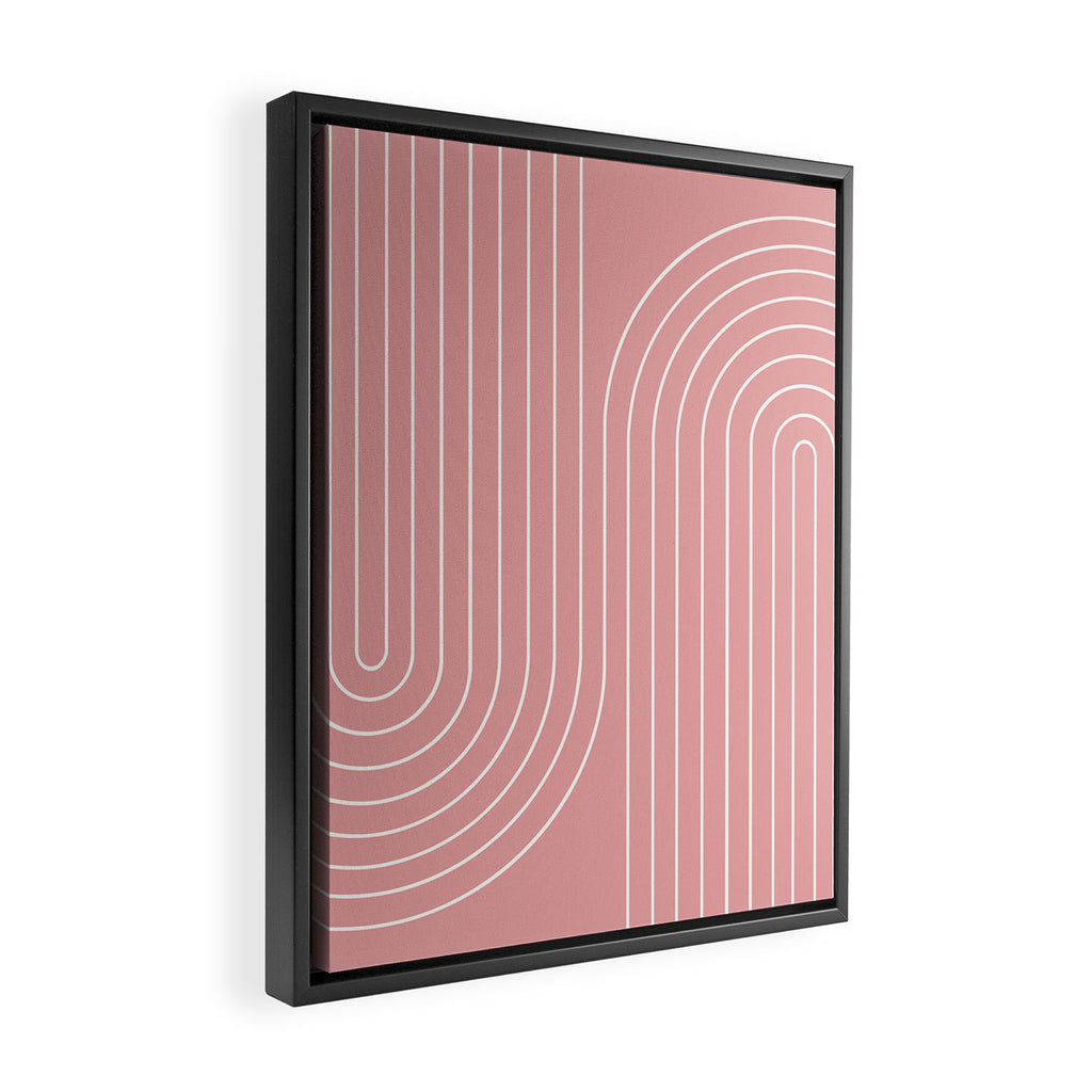 Minimal Line Curvature X Pink Mid Century Modern Arch Abstract Framed Canvas Print Gallery Image 2