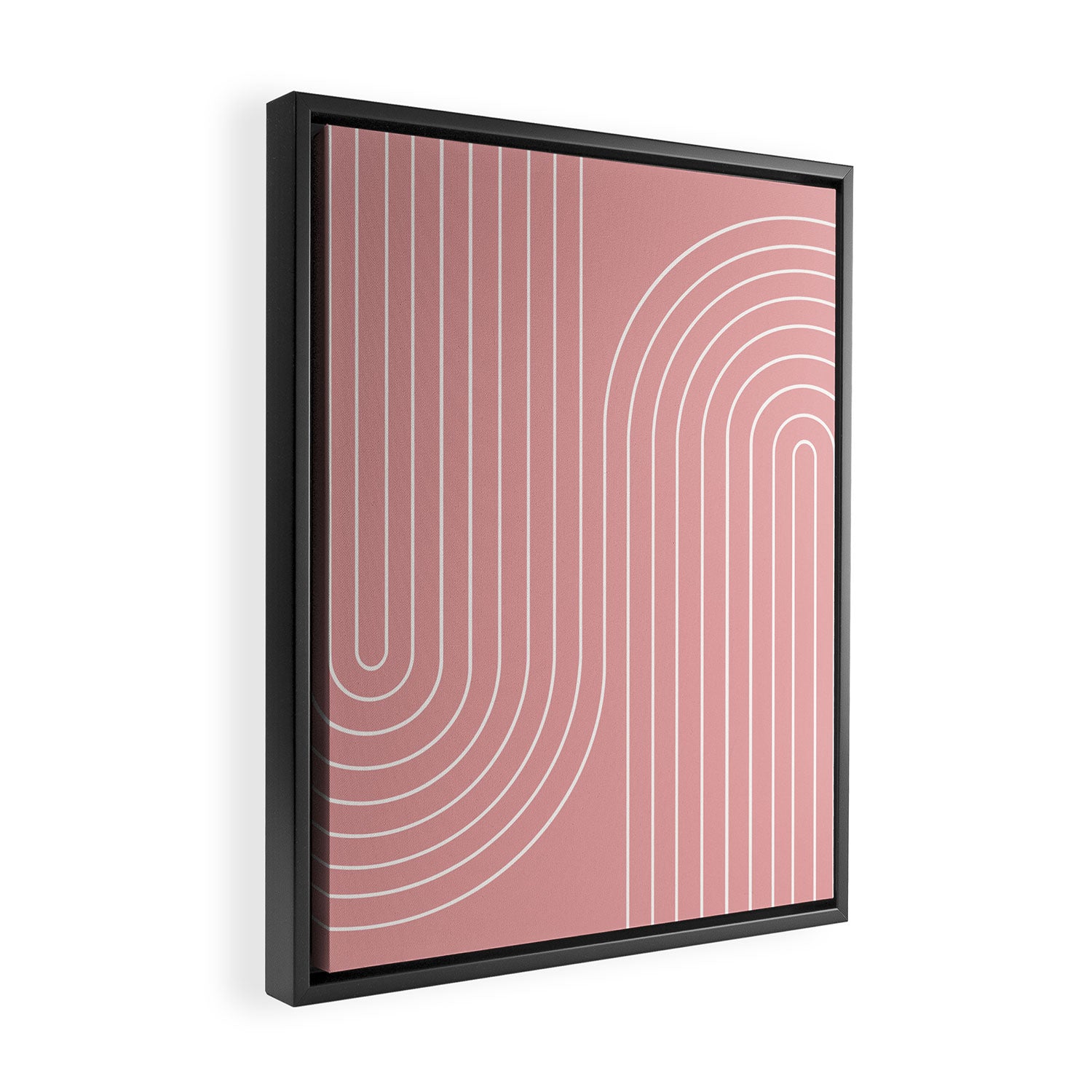 Minimal Line Curvature X Pink Mid Century Modern Arch Abstract Framed Canvas Print Gallery Image 2