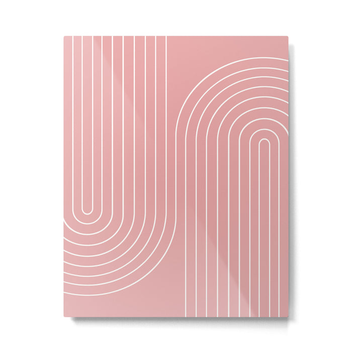 Minimal Line Curvature X Pink Mid Century Modern Arch Abstract Metal Print Gallery Image 1