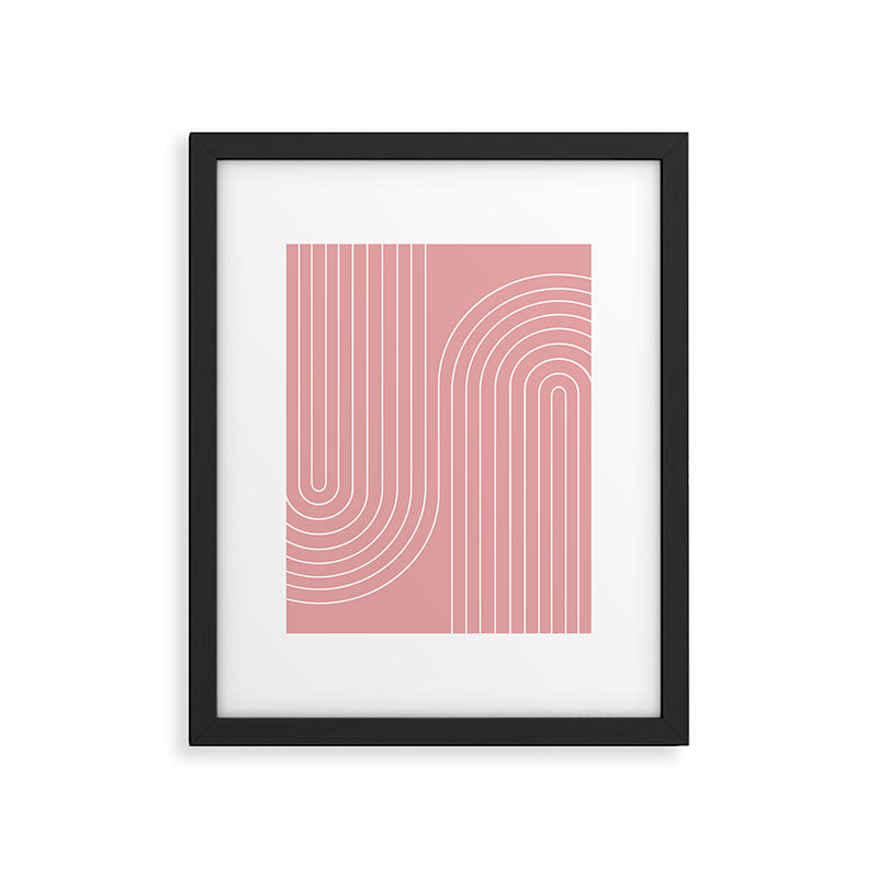 Minimal Line Curvature X Pink Mid Century Modern Arch Abstract Framed Art Print Gallery Image 5