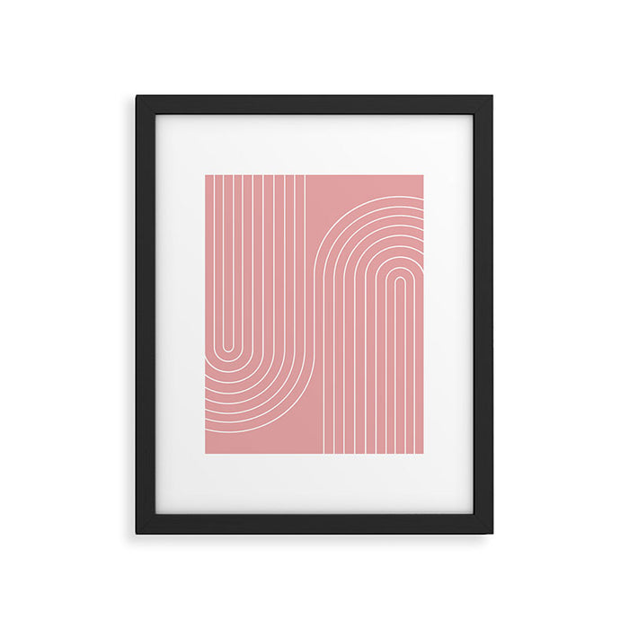 Minimal Line Curvature X Pink Mid Century Modern Arch Abstract Framed Art Print Gallery Image 1